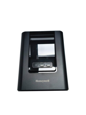 มุมมองด้านหน้า Honeywell PC42E-T Barcode Printer แสดงช่องโหลดสติ๊กเกอร์และ Ribbon